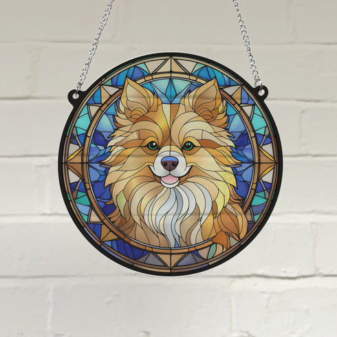 Pomeranian Stained Glass Effect Suncatcher